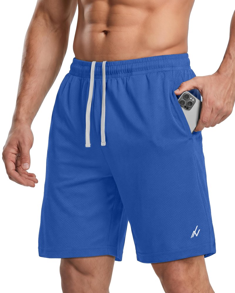 NY Threads Men's Athletic Shorts Quick Dry Loose-Fit Lightweight Running Workout Gym Shorts with Pockets, XX-Large, Royal Blue
