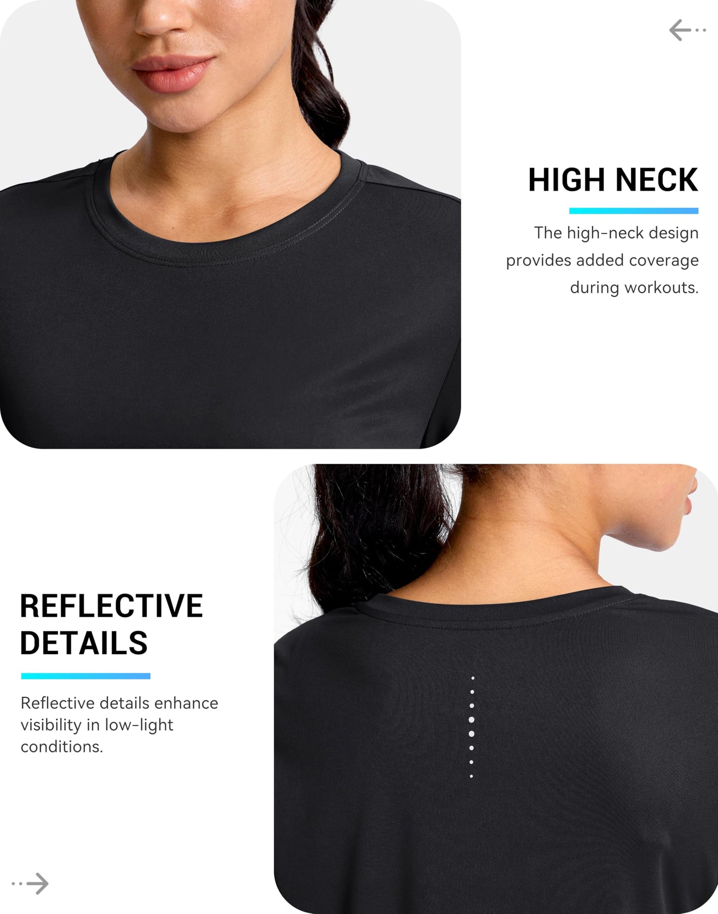 SANTINY Lightweight Long Sleeve Workout Tops for Women Breathable Yoga Gym Athletic Running Hiking Top UPF 50+ Sun Shirts (Black_M)