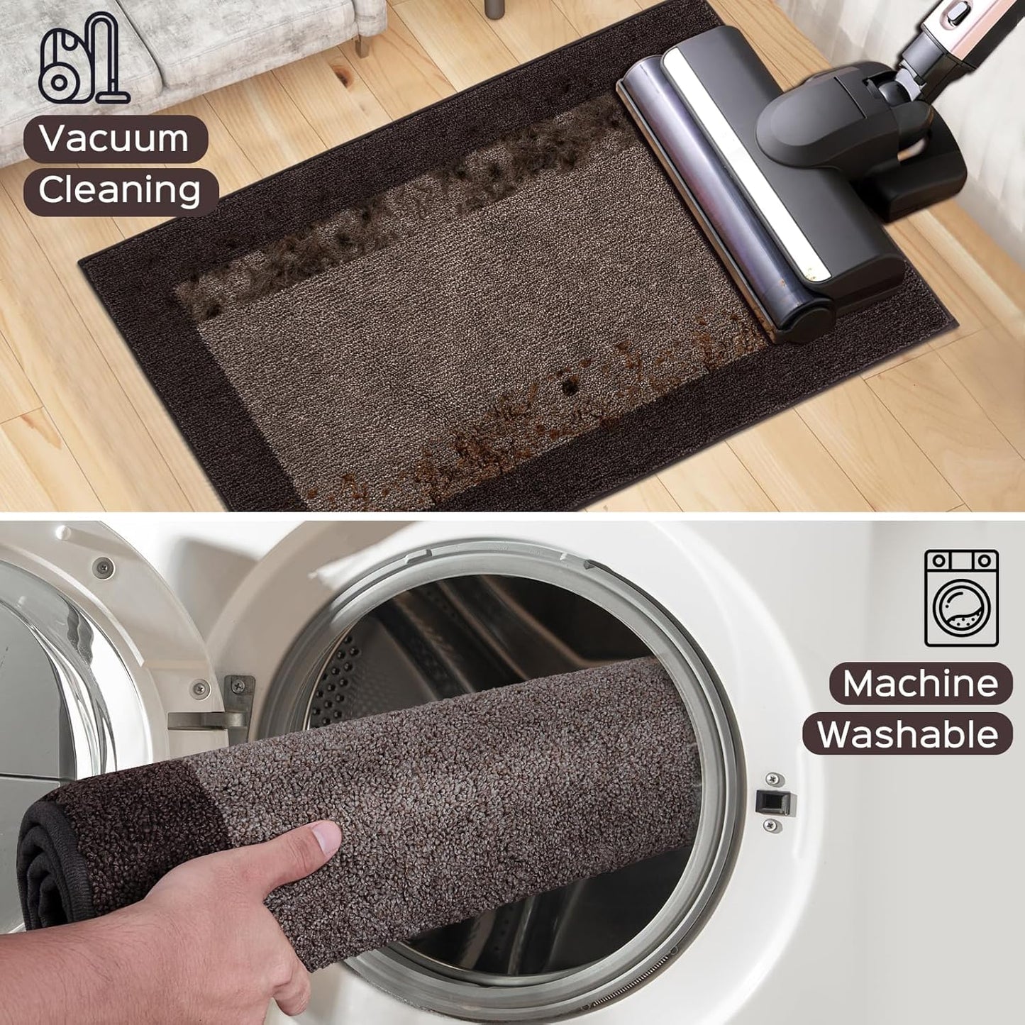 DOMUSTEX Machine Washable Kitchen Rug 32" x 72", Non Slip Indoor Door Rug, Absorbent Entrance Runner Rug for Bedroom, Hallway, Bathroom, Floor (Roll Packing)