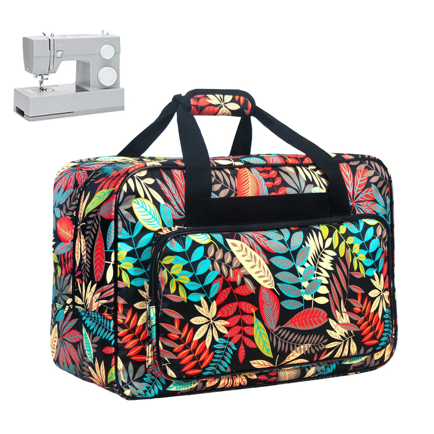 Haroranax Sewing Machine Carrying Case，Sewing Machine Carrying Case Tote Bag，Universal Tote Storage Bag with Pockets and Handles, Suitable for Most Standard Singer, Janome (Black)
