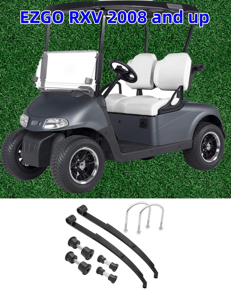 Dr.Acces EZGO RXV Heavy Duty Rear Spring Kit | 2008-Up Golf Cart Upgrade | Dual 2 Leaf Springs with Bushings & U-Bolts, Replaces OEM # 603498, 604494