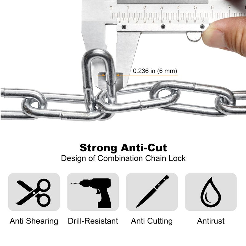 Via Velo Bike Chain Lock, 5-Digit Resettable Combination Heavy Duty Anti-Theft Bicycle Lock, 2.95 Ft Security Bike Locks for Scooter, Motorcycle, Gate, Fence, Valuables Etc(Orange)