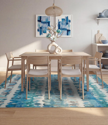 YIHOUSE Abstract Area Rug 5x7, Washable Blue Rugs for Living Room, Non-Slip Backing, Low-Pile Soft Modern Rug for Bedroom, Dining Room, Office, Nursery