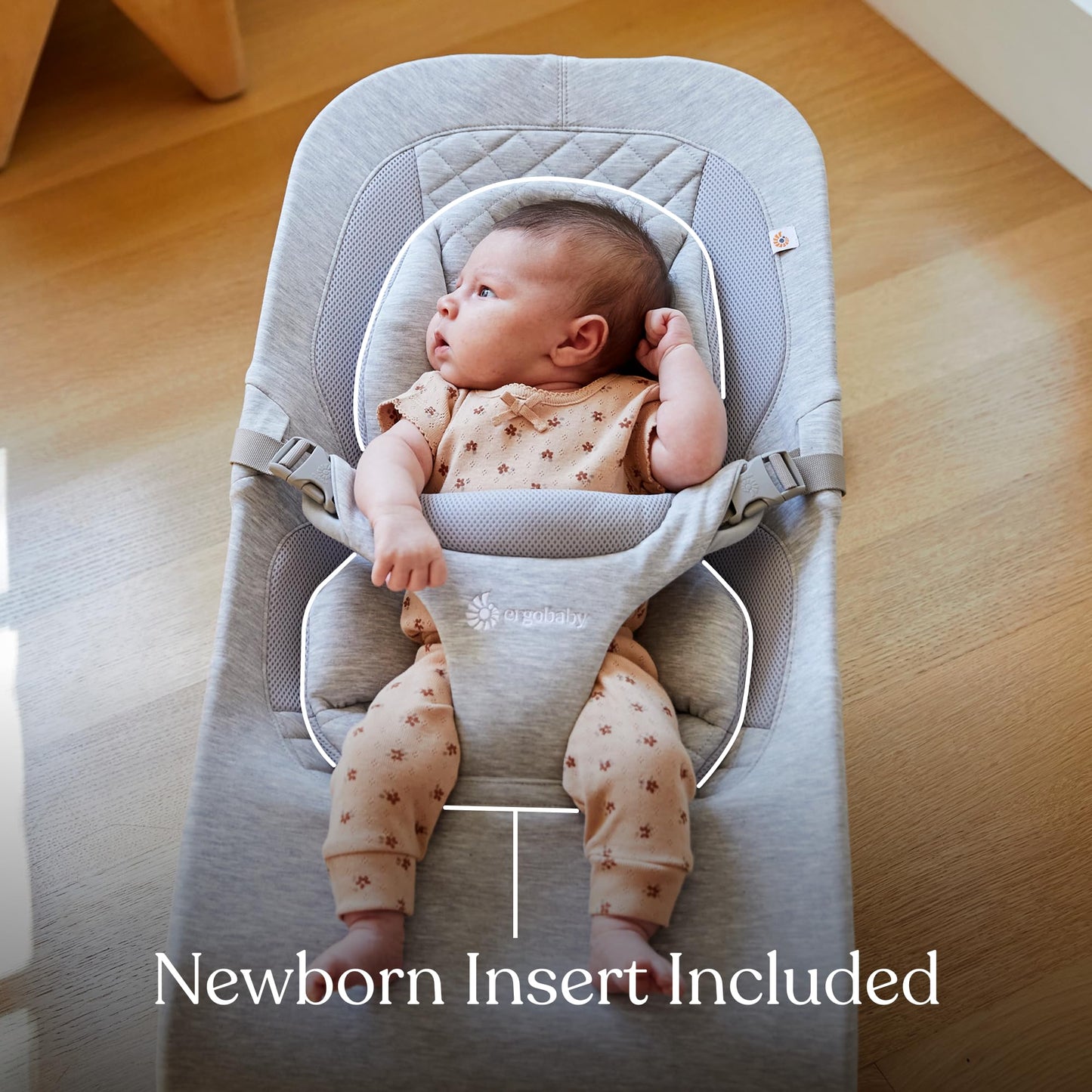 Ergobaby Evolve 3-in-1 Bouncer, Adjustable Multi Position Baby Bouncer Seat, Fits Newborn to Toddler, Light Grey