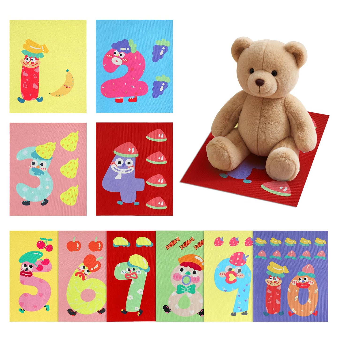 RattanView 10 Pcs 15 x 13 Inch Classroom Educational Rugs Playroom Number Carpet Classroom Floor Play Mat Activity Area Rug Game Carpet Non Slip Playmat for Back to School Playroom Home Decor