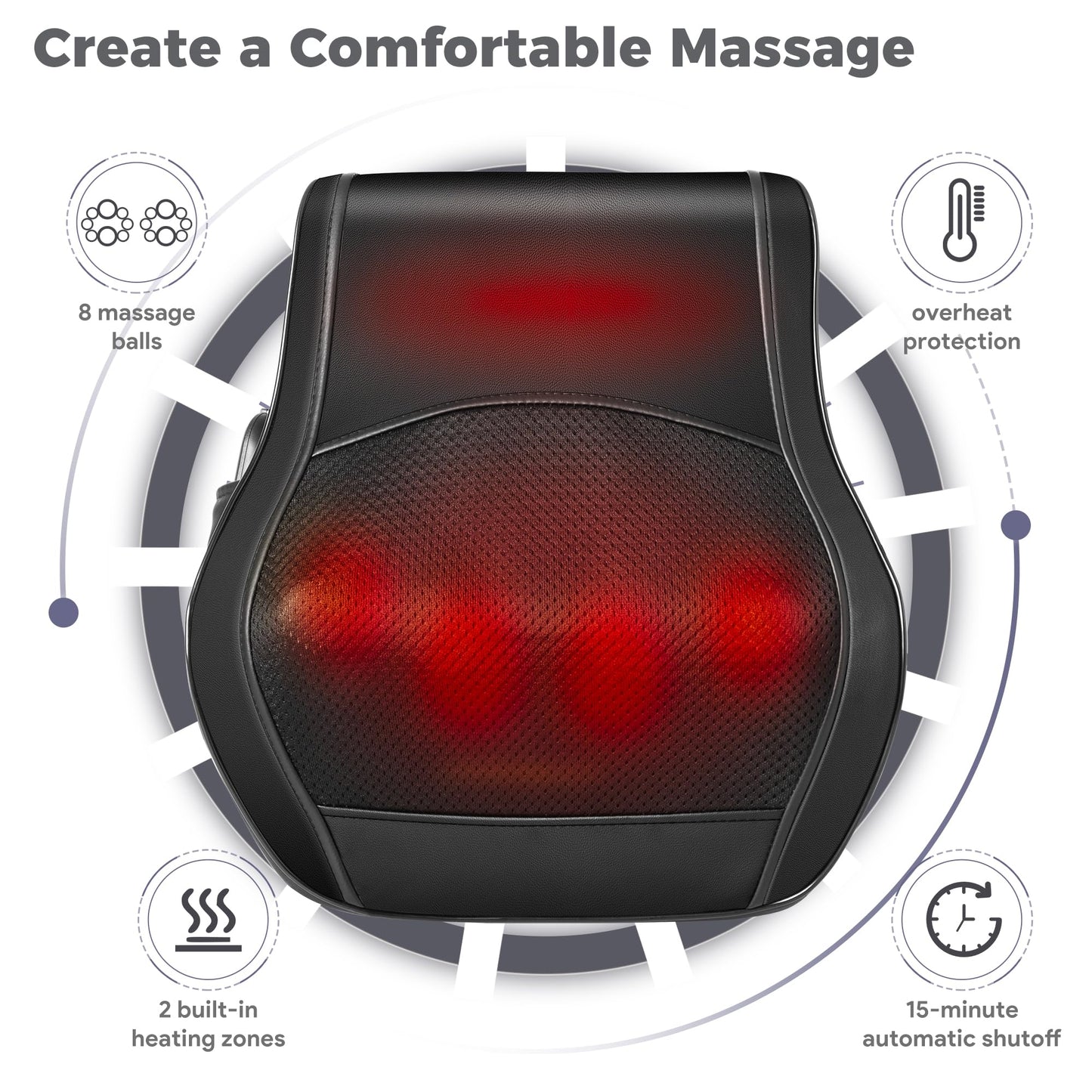 Neck and Back Massager for Pain Relief Deep Tissue with Heat, Shiatsu Shoulder Massager with Bi-Directional Rotating Head for Neck, Back, Shoulders, and Legs