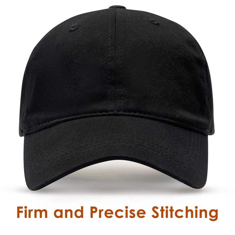 spxkd Baseball Cap for Men Women Washed Cotton Unstructured Baseball Hats Breathable Unisex Golf Dad Hat (US, Alpha, Small, Medium, Black)