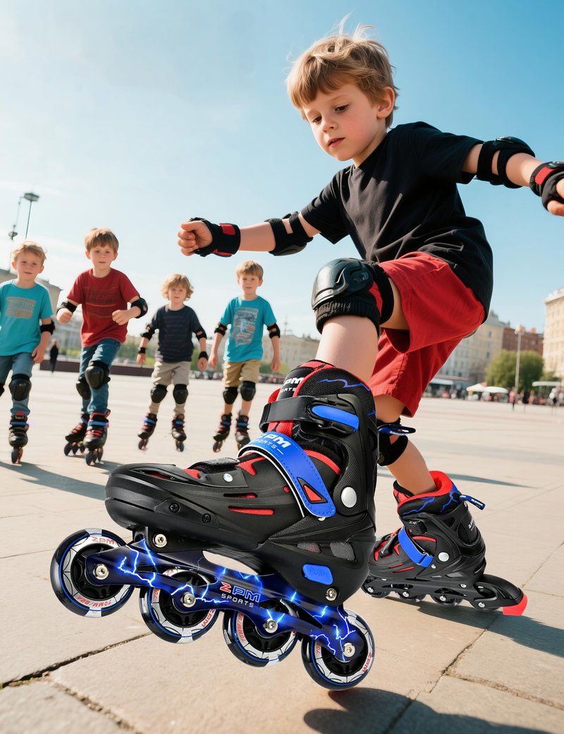 2PM SPORTS Adjustable Inline Skates Kids Boys Ages 5-8 8-12 4-6 6-12 10-12 with Light Up Wheels, Roller Skates Blades for Boys Beginner Youth Indoor Outdoor Size 11C 1 2 3 4 5 6 7 Spider Black