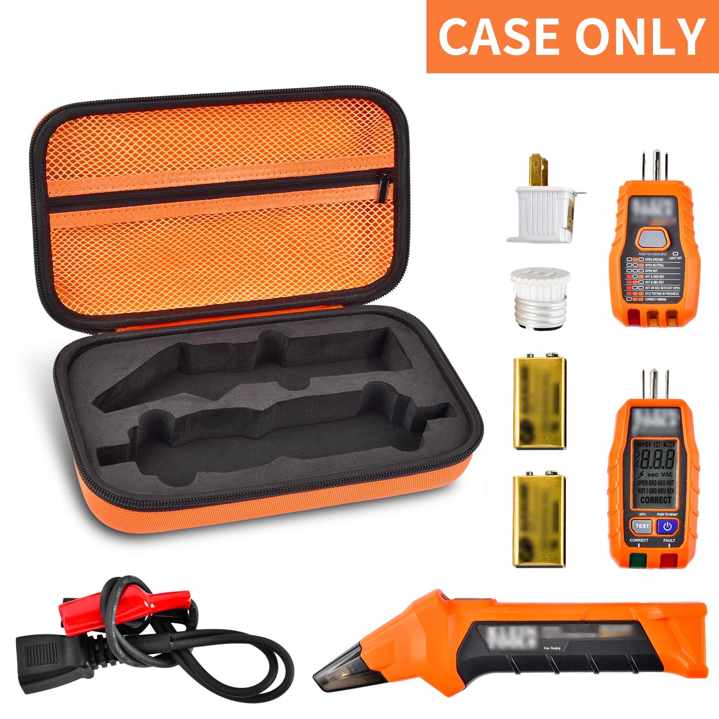 Case Compatible with Klein Tools ET310 AC Circuit Breaker Finder & 80041 Outlet Repair Tool Kit & RT250 GFCI Receptacle Tester. Electrical Storage Organizer Holder Bag (Box Only)-Orange