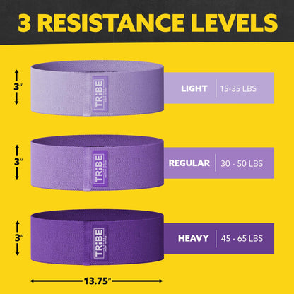 Tribe Lifting Fabric Resistance Bands for Legs - Workout Bands Resistance Bands for Men and Women - Booty Bands for Working Out - Exercise Bands Resistance Bands Set - Elastic Bands for Exercise