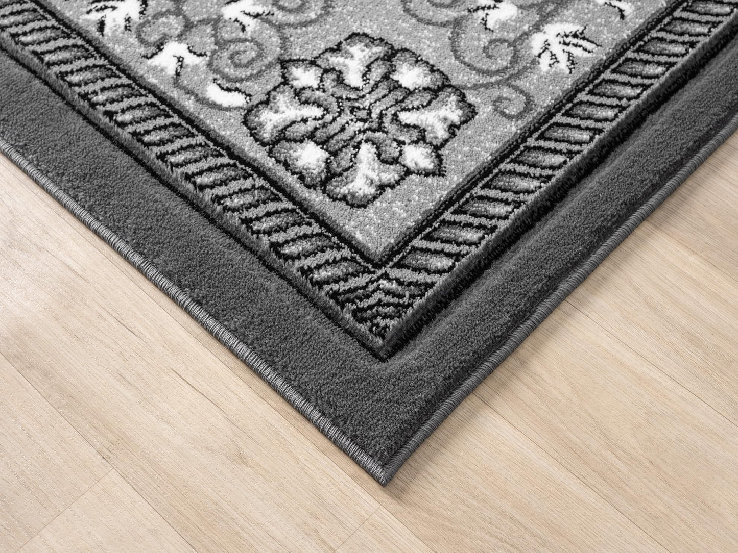 Modern Traditional Area Rug Hand Carved Oriental Floral Bohemian Vibrant Colors Carpet for Living Room Bedroom Design 9206 (Grey, 5' x 7')