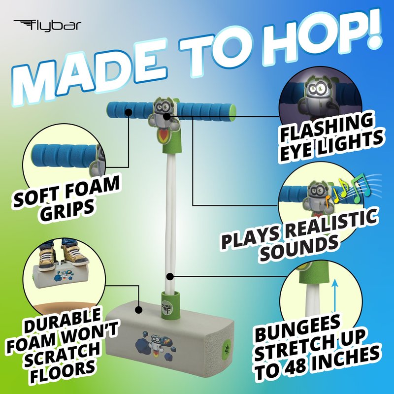 Flybar My First Foam Pogo Jumper for Kids Fun and Safe Pogo Stick for Toddlers, Durable Foam and Bungee Jumper for Ages 3 and up, Supports up to 250lbs, Rocket