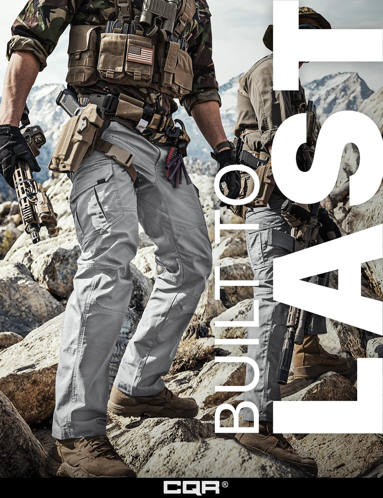 CQR Men's Tactical Pants, Water Resistant Ripstop Cargo Pants, Lightweight EDC Work Hiking Pants, Outdoor Apparel, Raider Stone, 36W x 34L