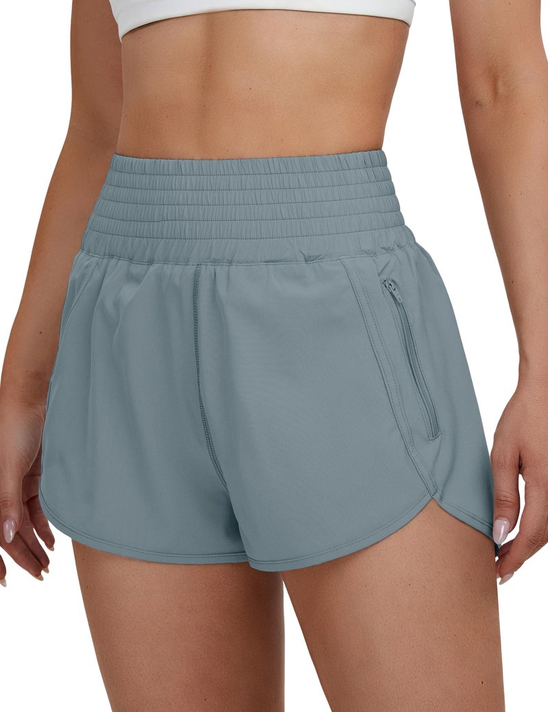BMJL Women's High Waisted Athletic Shorts Pocket Workout Shorts Gym Sporty Running Shorts(XS,Denim Blue371)