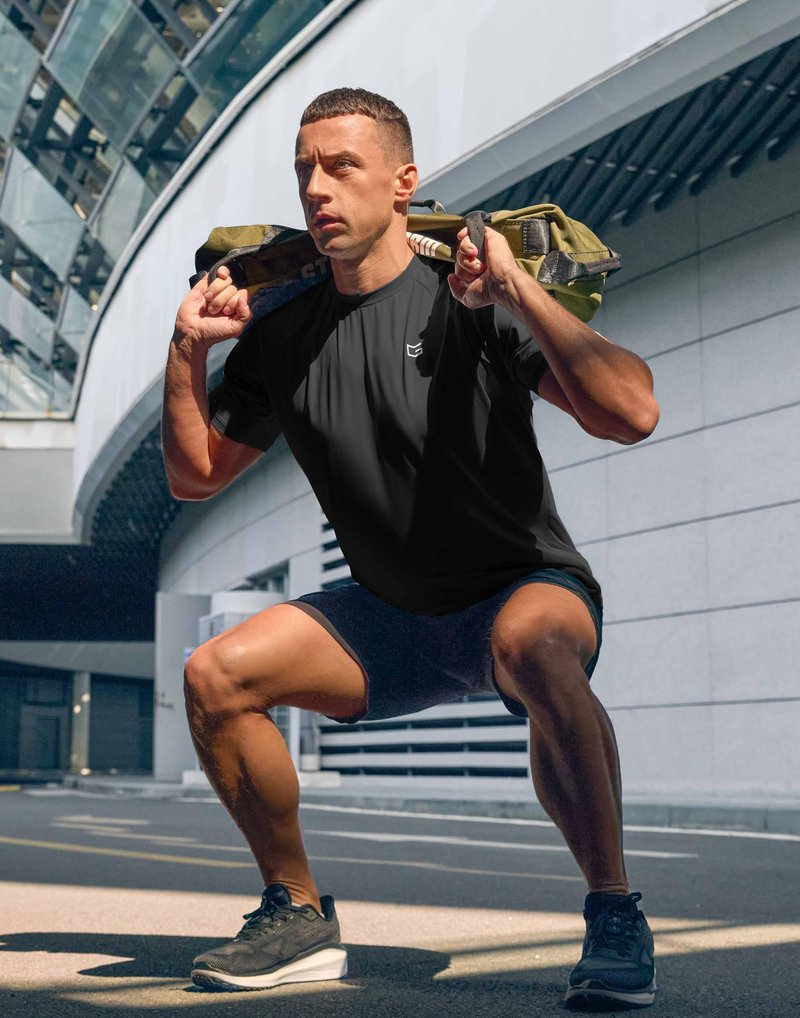 G Gradual Men's Athletic Workout T-Shirts Moisture Wicking Cooling Running Shirts Short Sleeve Performance Tee for Gym Tennis(Black,M)