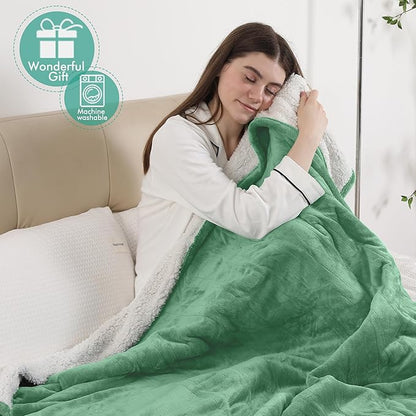 Electric Blanket Throw, Fast Heating Blanket with Overheat Protection, Heated Sherpa Blanket with 5 Heating Levels & 4 Hours Auto Off for Couch Office Use, Ideal Gift, 50"x60", Aqua Green