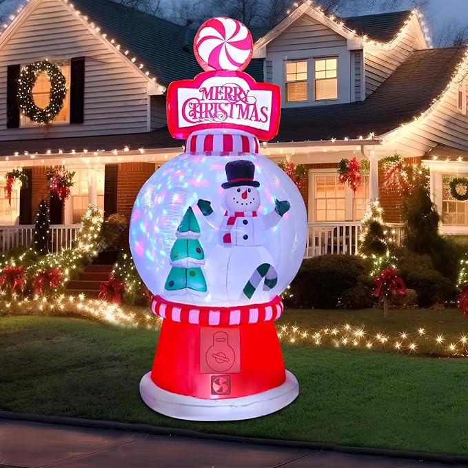 Vigdur 8 Ft Christmas Inflatables Outdoor Decorations, Blow up Inflatable Gashapon Machine with LED Lights for Indoor Outdoor Garden Yard Patio Lawn Xmas Holiday Party Roof Décor