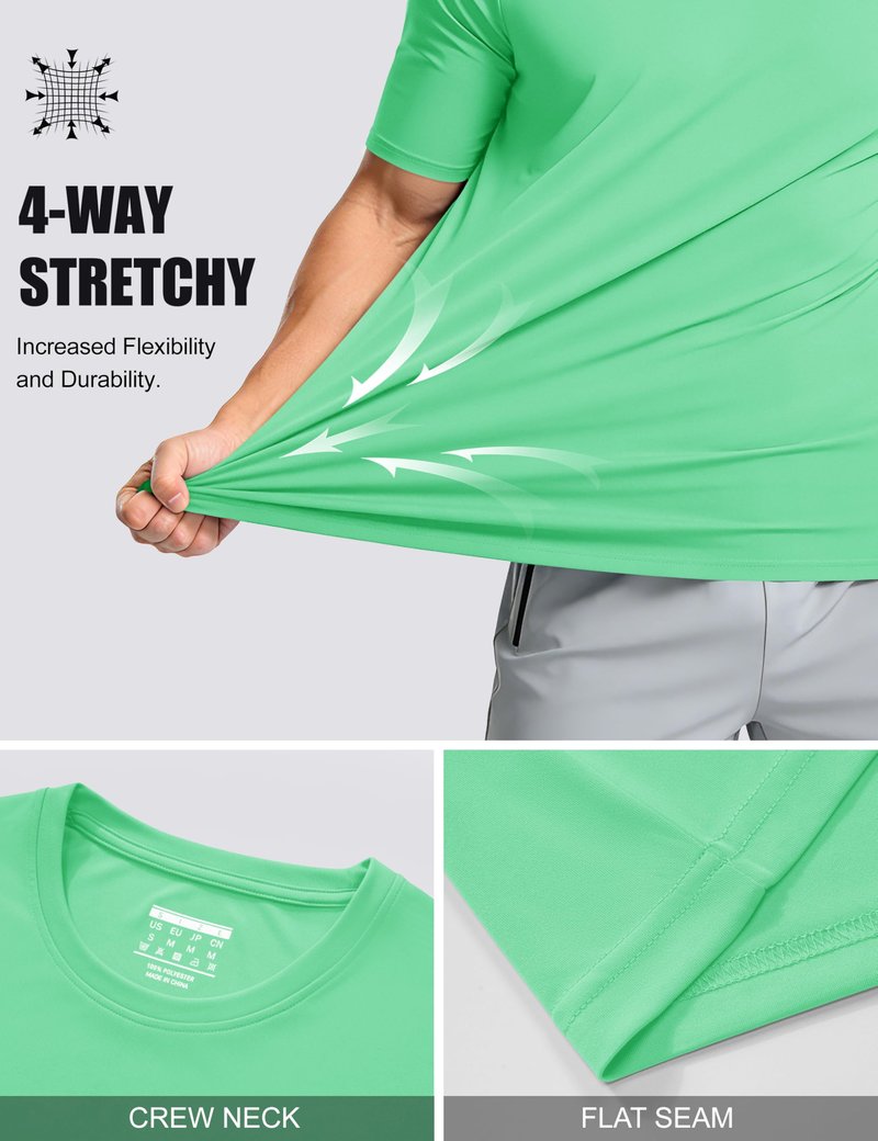 Short Sleeve Shirts for Men Dry Fit Tshirts UPF50 Active Athletic Summer T Shirts Workout Running T Shirt Mint Green