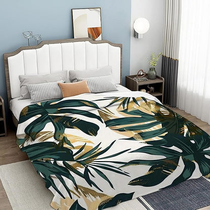 Throw Blanket, Abstract Tropical Leaf Blanket Palm Leaf Throw Blankets for Bed Kids Adults, Lightweight Cozy Blanket for Living Room, Bedroom 50"x60"