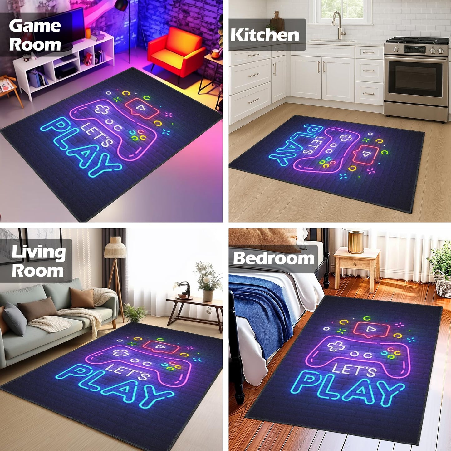 Osimiccp Gamer Rug for Game Room 3'x5' Non-Slip 3D Cool Printed Gaming Rugs for Bedroom and Living Room Decor