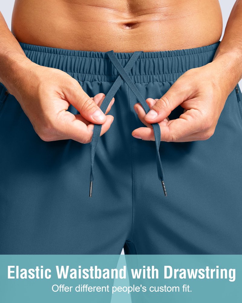 G Gradual Men's Athletic Running Shorts with Zipper Pockets Quick Dry 7"/ 5"/ 9" Workout Gym Shorts for Basketball Hiking(Dusty Blue,9L)