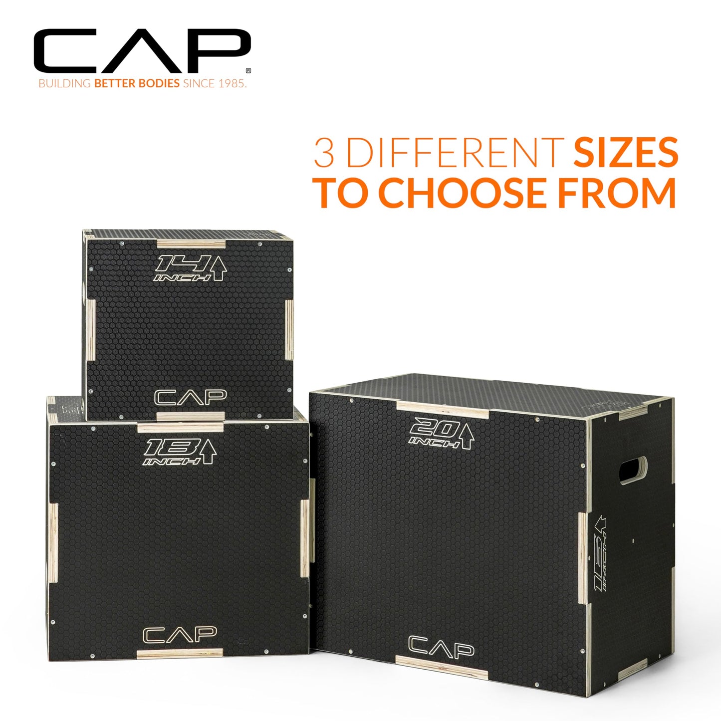 CAP Barbell 3-in-1 Rubber Textured Plyometric Box 20in x 18in x 16in
