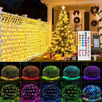Obrecis Christmas Net Lights Outdoor, 240 LED 35 Color Changing Mesh Lights, 14.8 ft x 5 ft Waterproof Connectable Multicolored Halloween String Lights for Bushes Xmas Tree Garden Party Home Decor