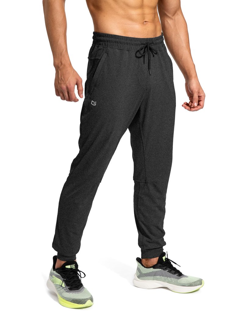 G Gradual Men's Sweatpants with Zipper Pockets Athletic Pants Traning Track Pants Joggers for Men Soccer, Running, Workout(Heathered Black,XXL)
