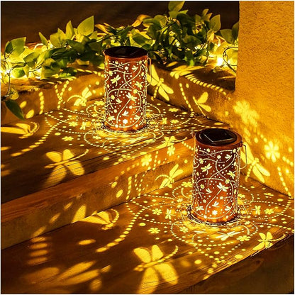 Dragonfly Solar Lanterns Outdoor Waterproof Hanging Solar Lights Dragonfly Gifts for Women Men Metal Decorative LED Dragonfly Lanterns for Garden Decor,Yard,Patio,Lawn,Tabletop,Pathway,Landscape