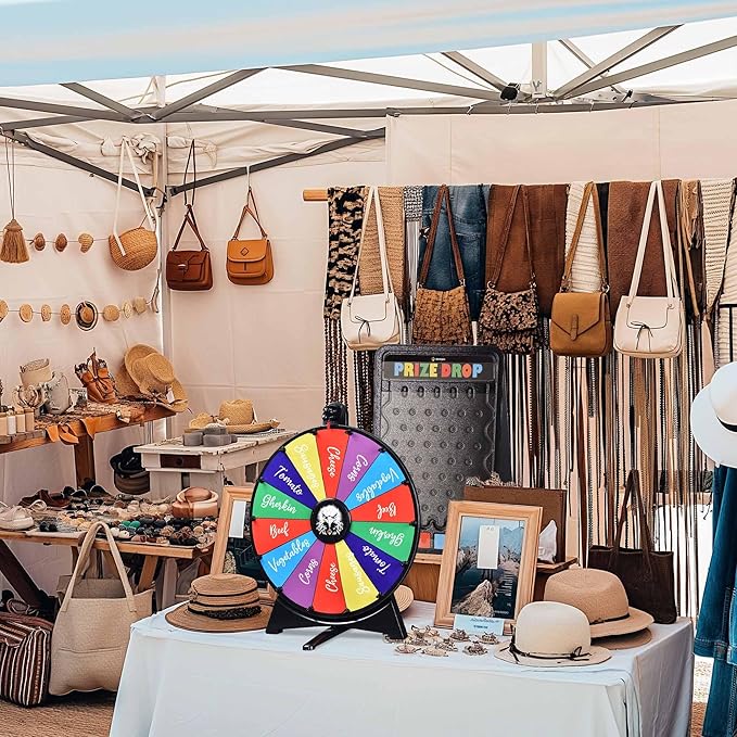 WinSpin Prize Board Kit 20 Prize Wheel &amp 30x19 Drop Board Foldable Stand Disk Spinning Wheel Fortune Game Eagle for Pub Party Trade Show Carnival