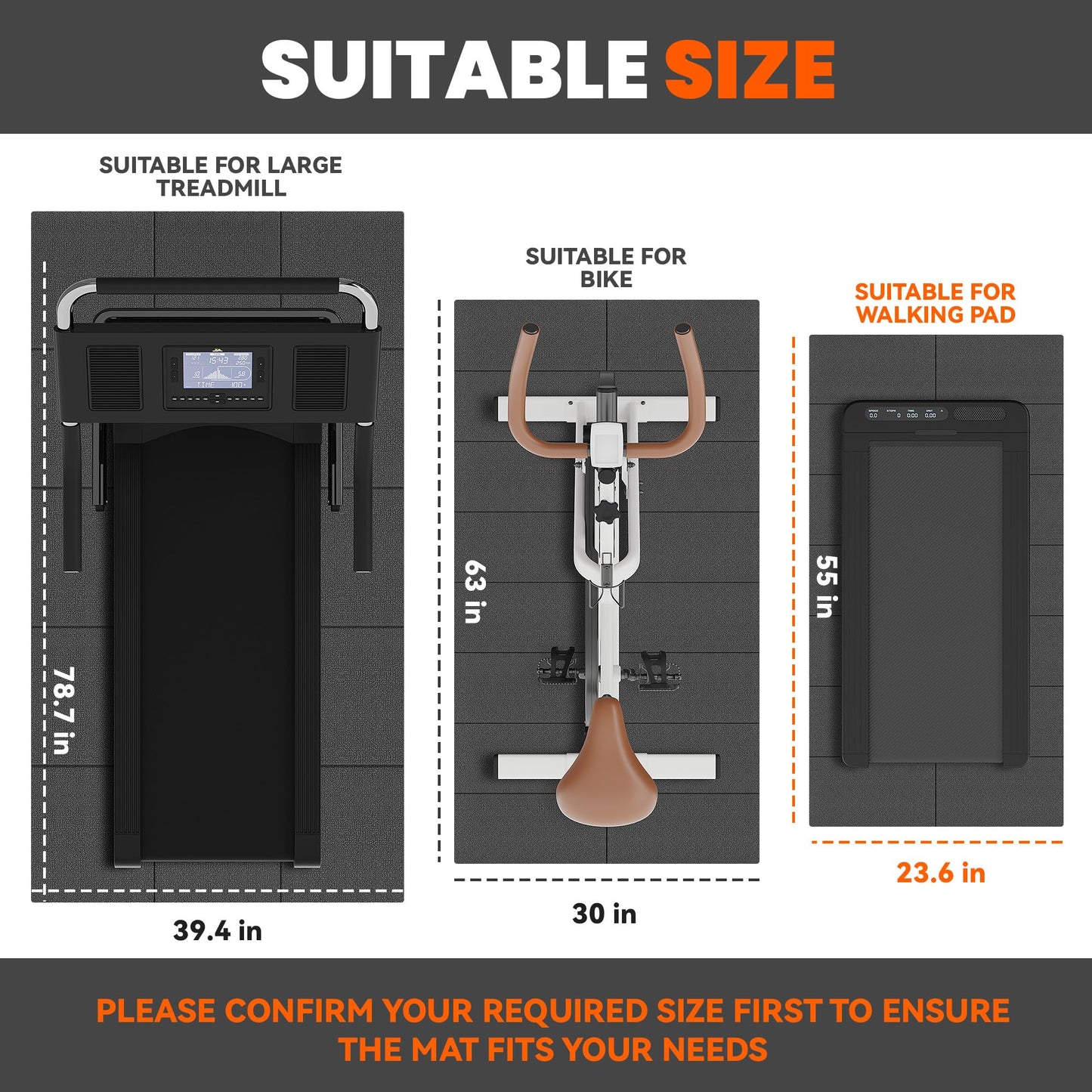 Stepwaver Walking Pad Mat for Carpet, Treamill Mat for Hardwood Floors, High Density, 1/4 Thickness, Folable, Floor Protection for Bike, Elliptical, Treadmill