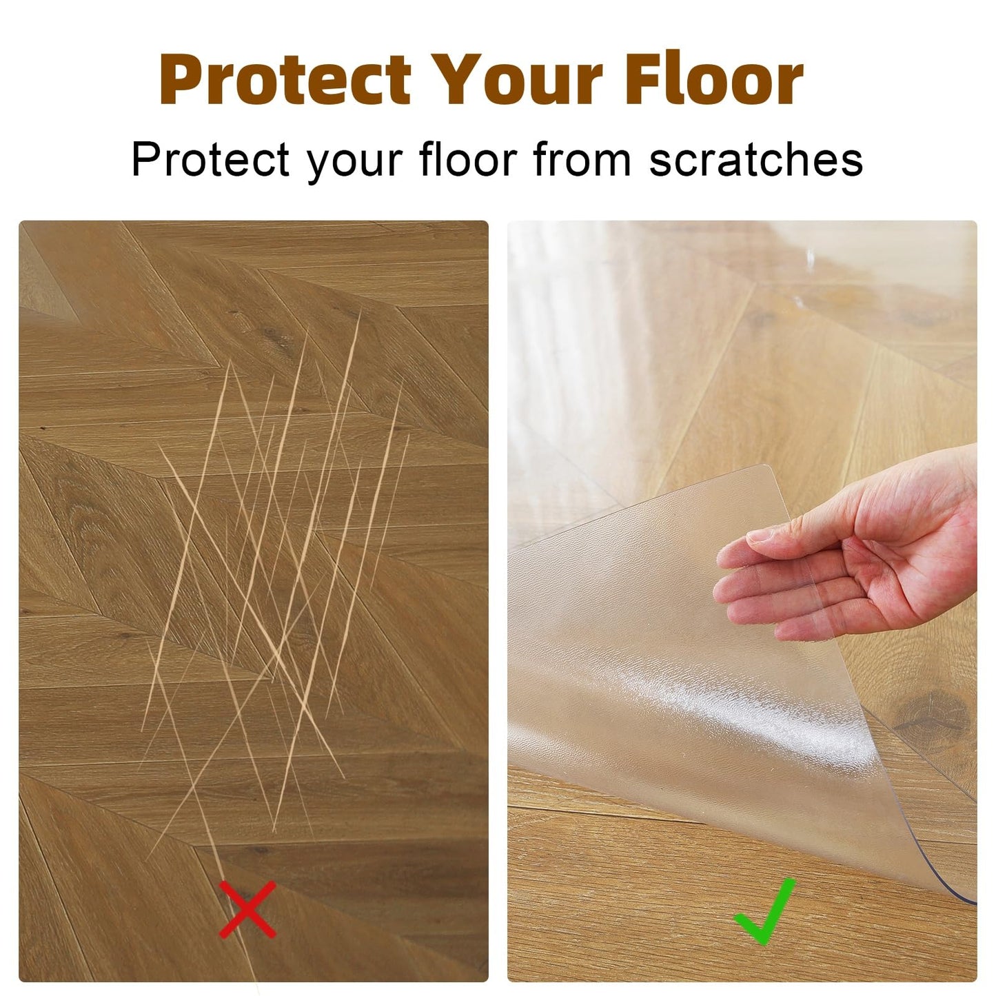 Royhom Clear Chair mat for Hardwood Floor 30 x 48 Inches, Clear Floor Mat for Rolling Chairs, Desk Hard Surface Pad, Waterproof Rectangle Protector Pad