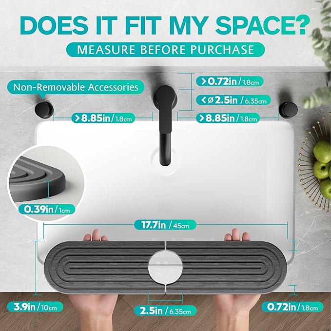 Stone Faucet Mat for Kitchen Sink – Diatomite Fast-Drying Stone Tray, Faucet