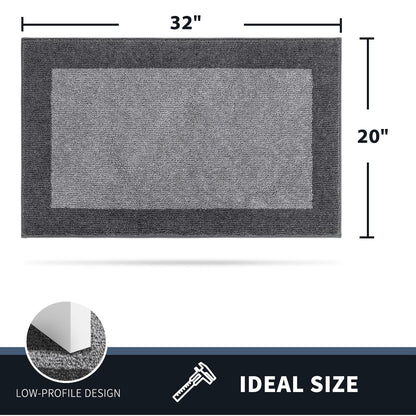 PURRUGS Dirt Trapping Door Mat 20" x 32", Non-Slip Washable Entry Mat, Dog Doormat, Front Door Mat, Super Absorbent Entrance Mat for Muddy Shoes & Paws, Light Grey & Grey