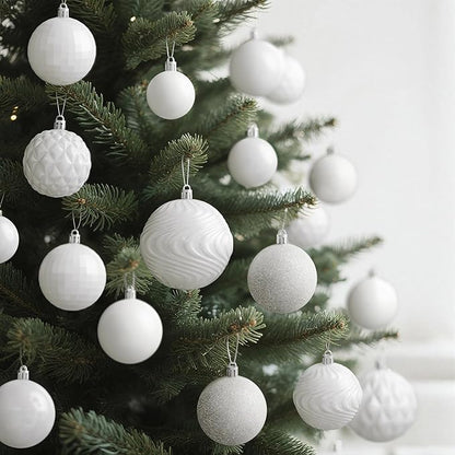 Annecy Christmas Tree Ornaments - 36 PCS Shatterproof Christmas Ball Ornaments Set for Holiday, Wreath & Party Decorations (Multi-Size, White)