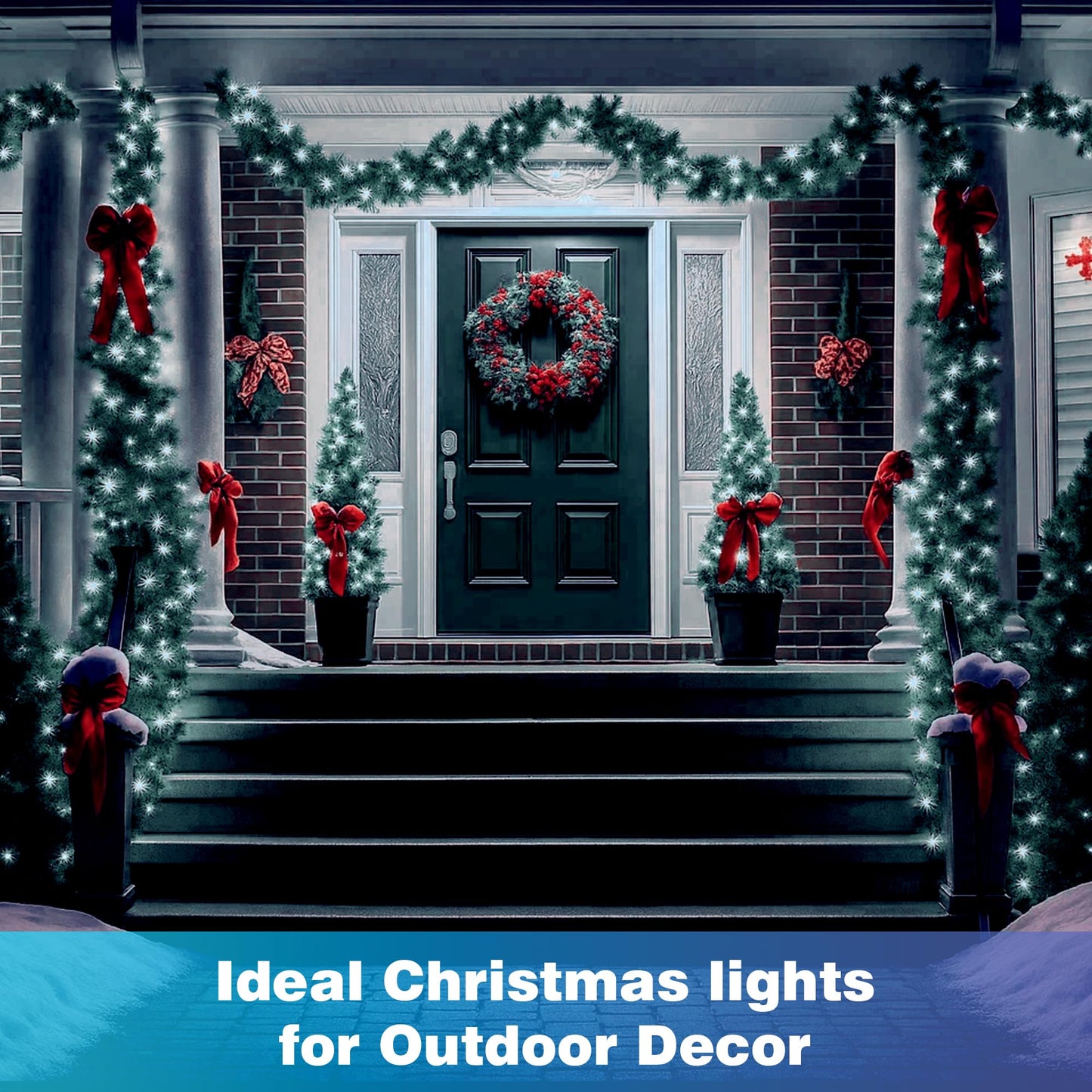 Domolli Christmas Lights 800 LED 264 FT, IP67 Waterproof Christmastree Lights with 8 Modes, Remote Control 3 Timers & Memory Function Xmas Decorations for House and Holiday (Cool White)