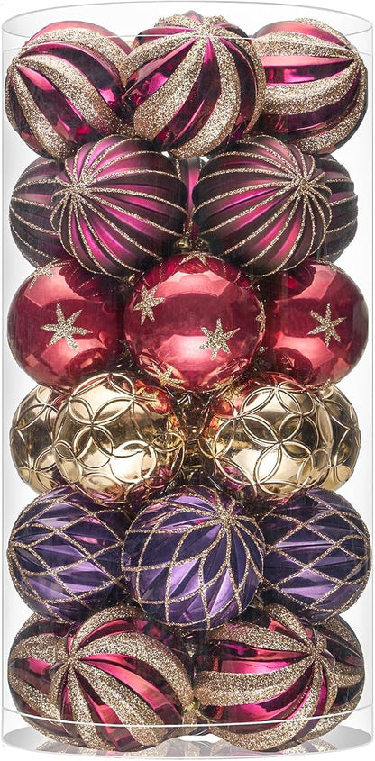 JORNOY Christmas Balls Ornaments, 30ct Shatterproof Xmas Tree Decorations, Hanging Bulbs Baubles Set with String for Holiday Home Party Decor, 2.36 inch/60mm, Jewel Tone