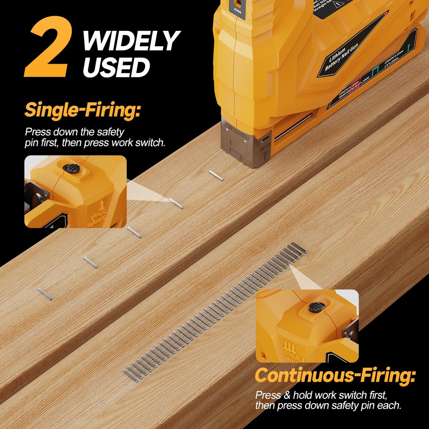 Cordless Nail Gun for Dewalt 20V Battery (No Battery), 2-IN-1 Electric 18GA Brad Nailer & T50 Crown Stapler, Battery Powered Staple Gun with 1000 Staples and 1000 Nails for Woodworking & Family DIY