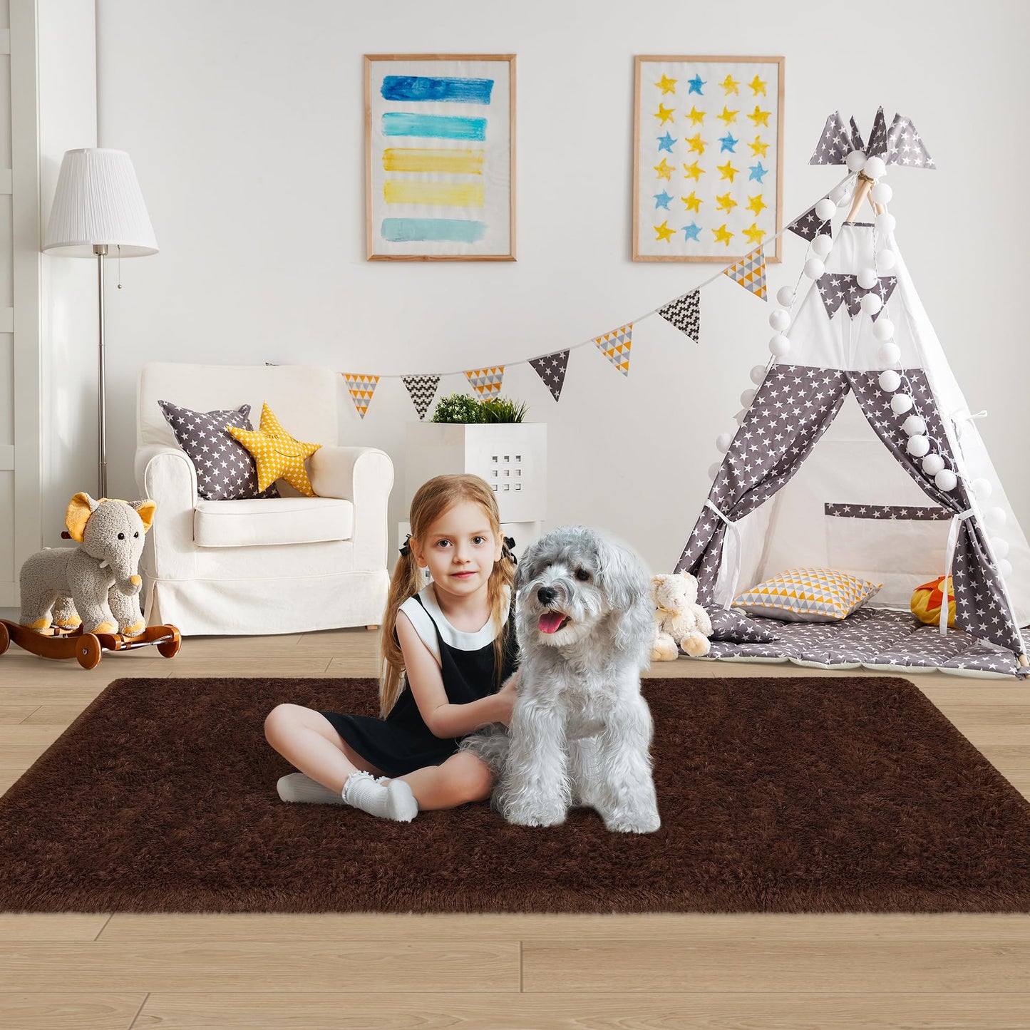 ZJYeRug Brown Rug,2x6 Runner Rug for Bedroom Living Room,Soft Fluffy Soft Plush Washable Plush Small Rugs,Shag Non Slip Fuzzy Carpet,Area Rug for Hallway Dorm Nursery Teen Boys Home Decor Aesthetic