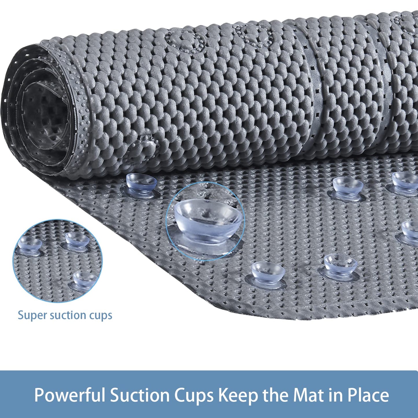 Webos Soft Bathtub Mat Non Slip: Memory Foam Shower Mat with Suction Cups for Bathroom Inside Tub 40X16Inch (Dark Grey)