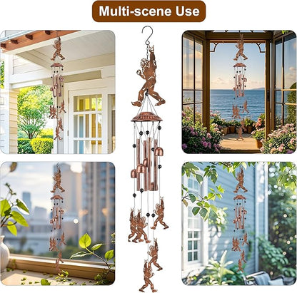 Bigfoot Wind Chimes for Outside Metal Sasquatch Wind Chimes Outdoor Indoors Wind Chime Garden Decor Gifts for Women Men Porch Patio Home Yard Porch Decoration
