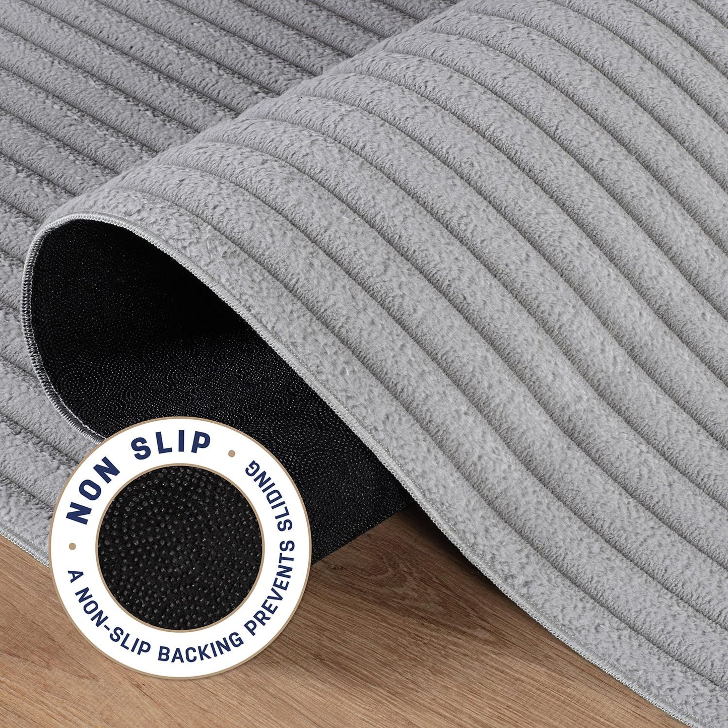 Beverly Rug Fluffy Area Rug 4 x 6 Modern Durable Ultra Soft Plush Ribbed Indoor Rugs for Living Dining Room Office Non Slip Stain Resistant Non Shedding Casual Easy Shag Indoor Carpet Gray 4x6