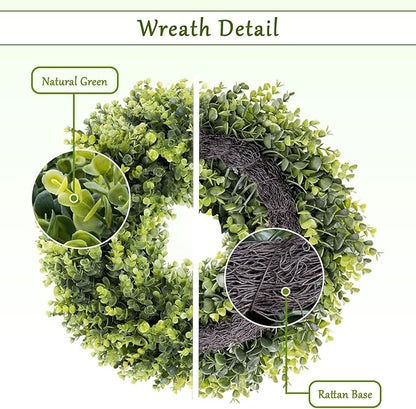 Christmas Boxwood Wreath Door Wreath 20In Large Christmas Door Wreaths for Front DoorWreath Winter Spring Summer Indoor OutdoorWreath Farmhouse Artificial Greenery Wreaths Home Decoraction