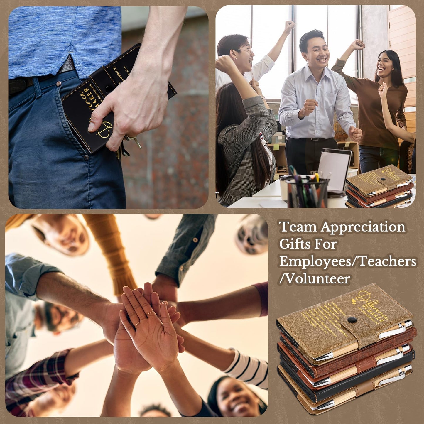 Marspark 10 Set Difference Maker Employee Appreciation Gifts Inspirational A5 Leather Notebooks with Pens Thank You Gifts Motivational for Men Women Volunteers Teachers