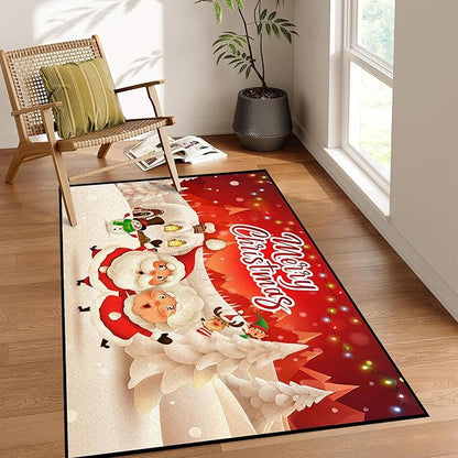 Christmas Area Rugs,Xmas Tree Snowflake Non-Slip Washable Rug Indoor Rugs Floor Mats Carpet for Living Room Bedroom Dining Room Home Decor,63" X 31"