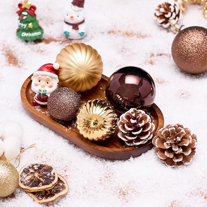 50ct Christmas Balls Ornaments for Xmas Tree, Bronze Copper Gold Shatterproof Christmas Tree Decorations Hanging Ball for Holiday Party Decor(1.57"-2.36")