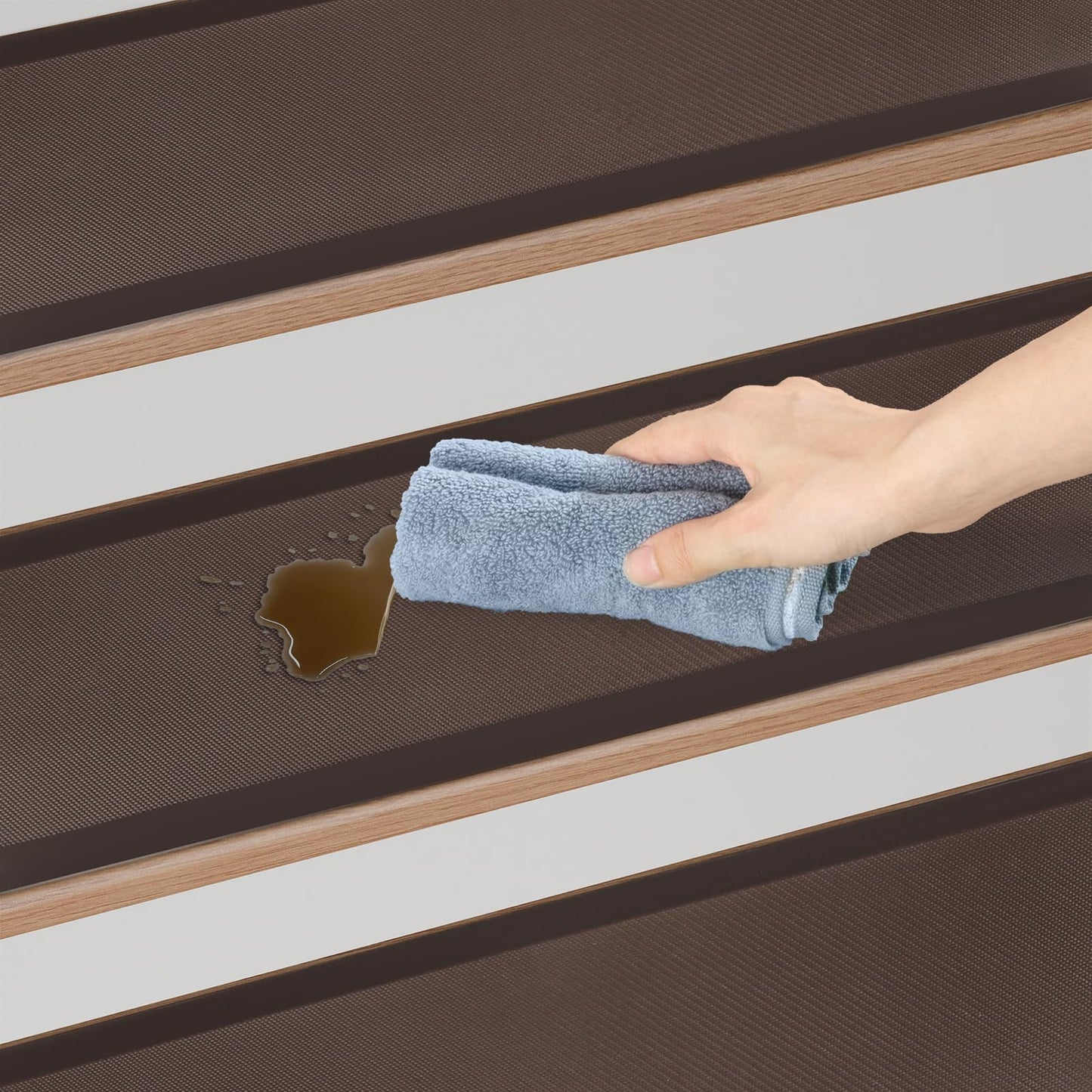 PURE ERA Cushioned Stair Mat, 8 x 30 Inch Non-Slip Stair Treads, Staircase Step Treads Foam Stair Pads, Tape Free Durable Stair Treads for Wooden Steps Washable, Easy to Clean (6 Pieces, Brown)