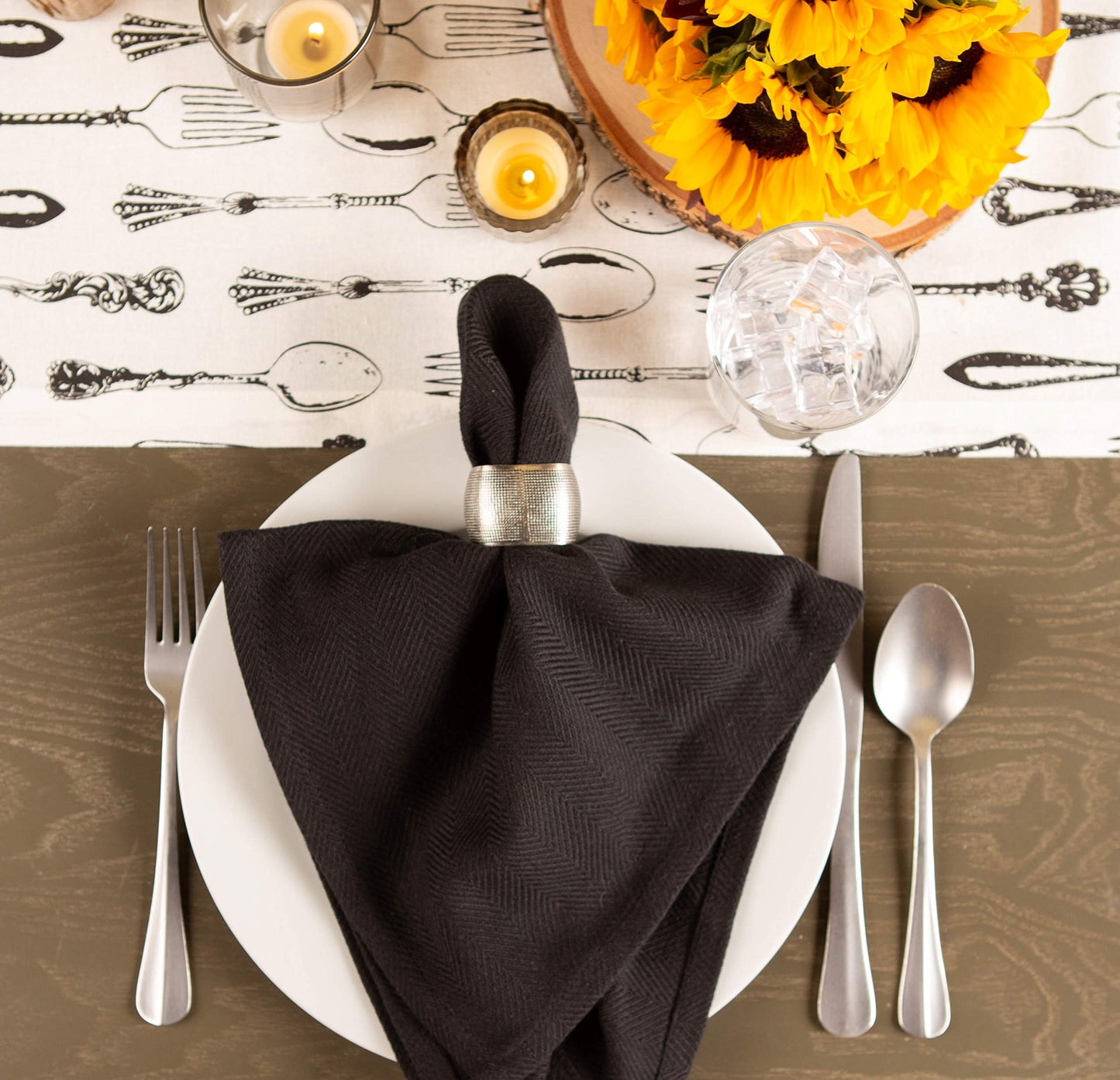 DII Decorative Assorted Silver Napkin Ring Set, One Size, Silver Textured Square, 6 Count