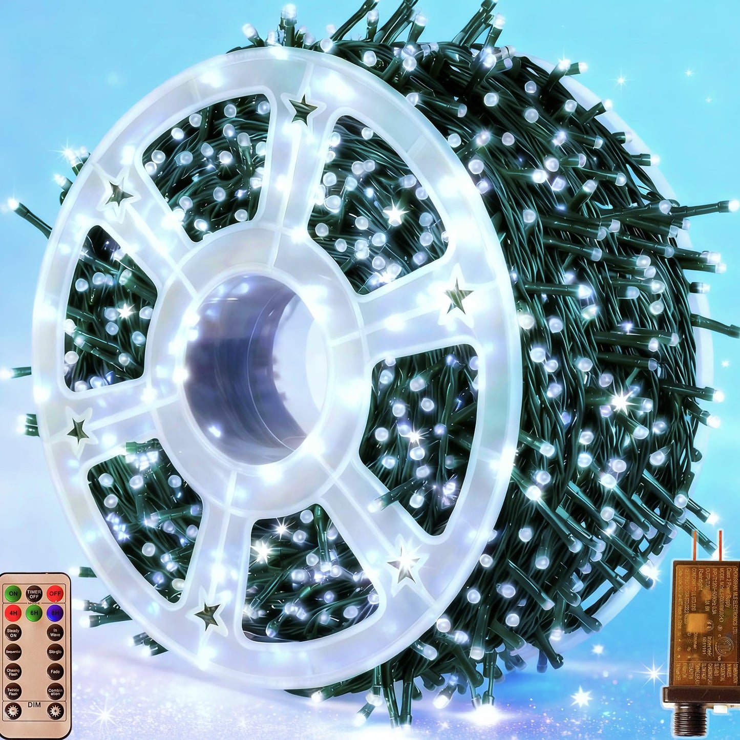 Domolli Christmas Lights 1000 LED 328 FT, Waterproof Christmastree Lights with 8 Modes, Remote Control 3 Timers & Memory Function Xmas Decorations for House and Holiday (Cool White)