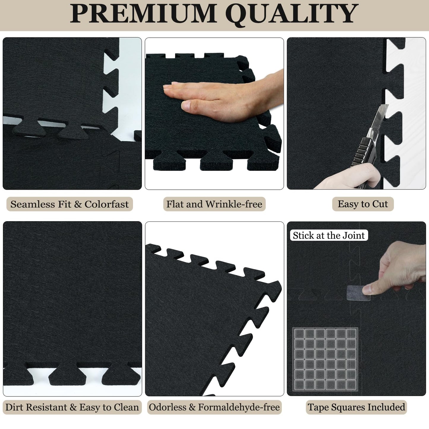 BXI Puzzle Exercise Mat 12 Pcs, 11 x 11 x 0.4 inches, High Density Noise Reduction Puzzle Felt Rug Mat, Non Slip Interlocking Floor Tiles for Workout, Gymnastics and Home Gym Protective Flooring